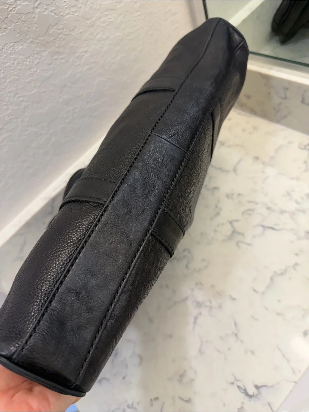 Fossil MBG9011 Black Cowhide Leather Briefcase Laptop Work Bag Shoulder Strap
